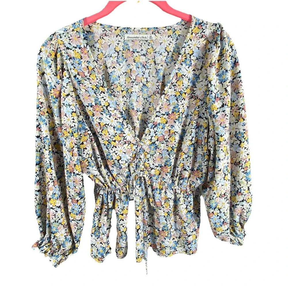 VTG Abercrombie & Fitch Peasant Top Women‎ XS Cottagecore 90s  Romantic V-Neck